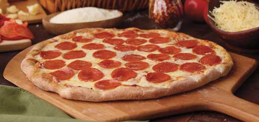 Pepperoni pizza hot and fresh out of the oven